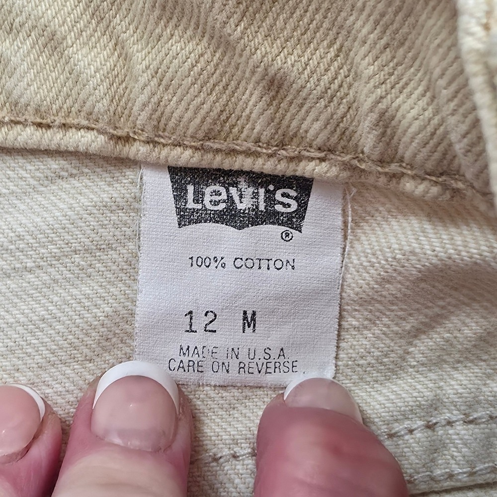 Levis Vintage 90s Tapered Jeans Women 12 M Sand Tan High Waisted Made in USA 550 - Picture 4 of 15